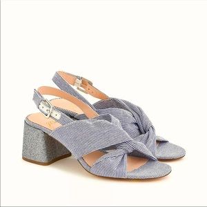 J. Crew Twisted Stripe Block Heel Penny Sandals⛵️